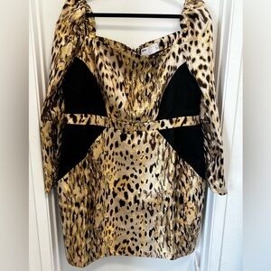 NWT ASOS LUXE Gold Leopard Print Cocktail Mini Dress
